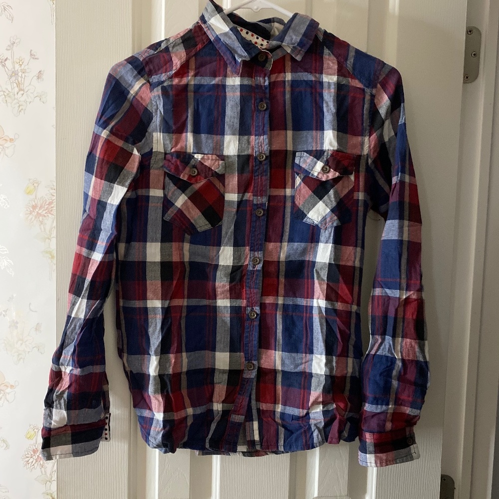 Plaid flannel button up classic basic